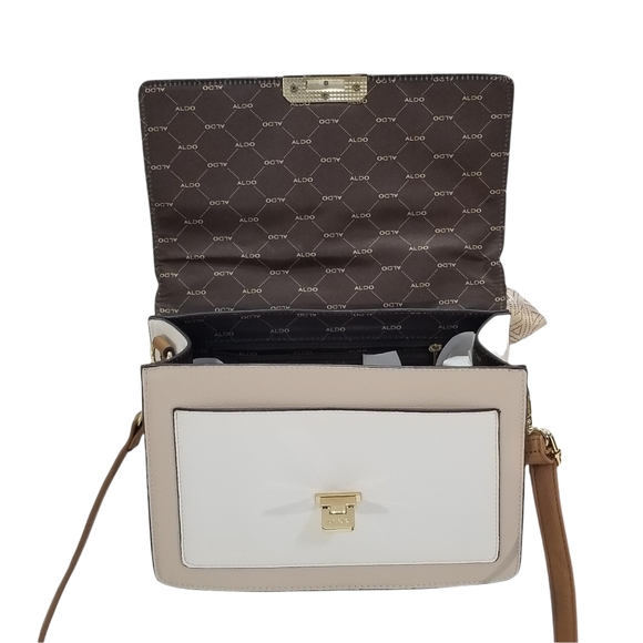 ALDO Womens Anniebrook Satchel in Neutral Colorblock Structured Handbag Purse - Picture 9 of 12